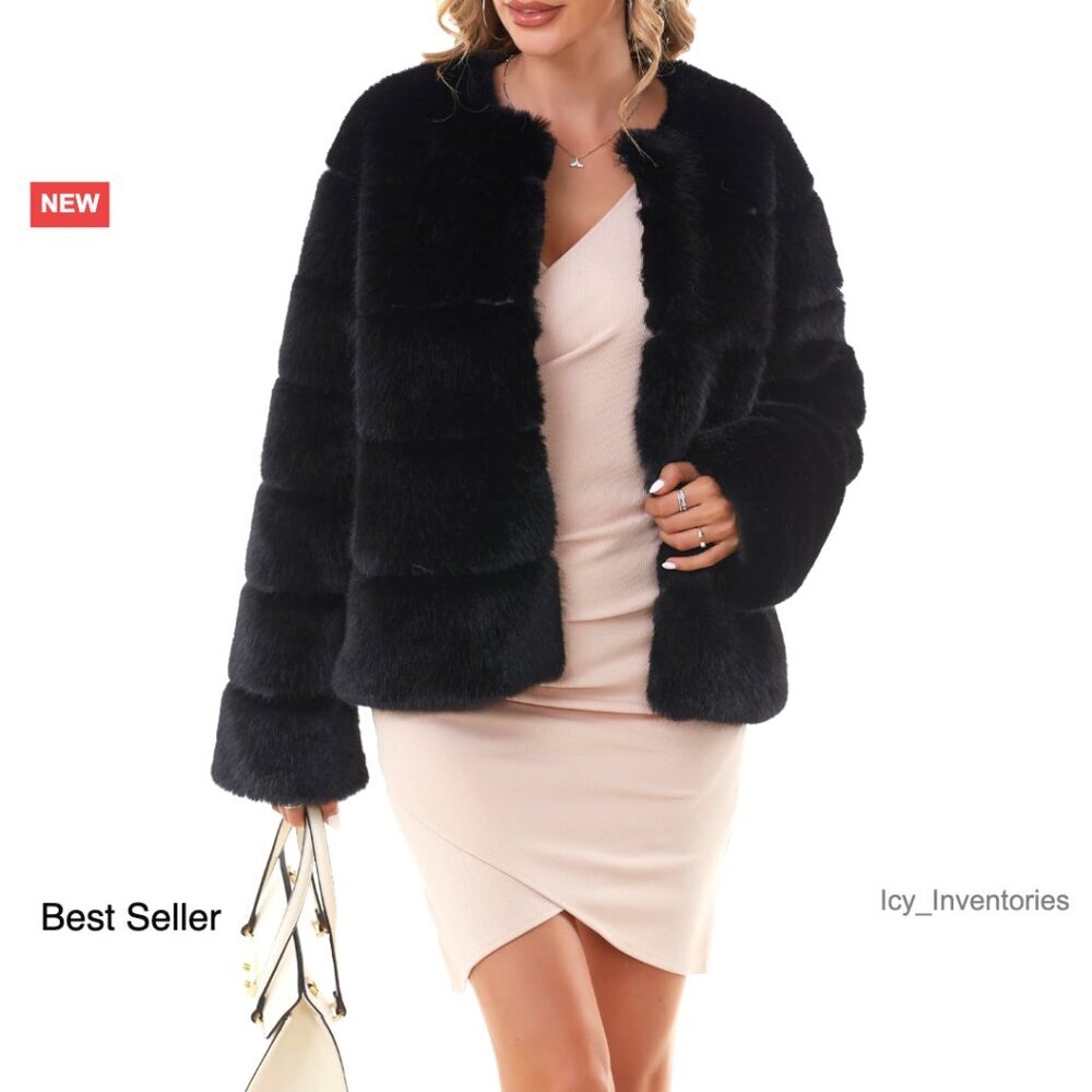 Faux Fur Coat Long Sleeve Winter Jacket Oversized Chic Warm Overcoat